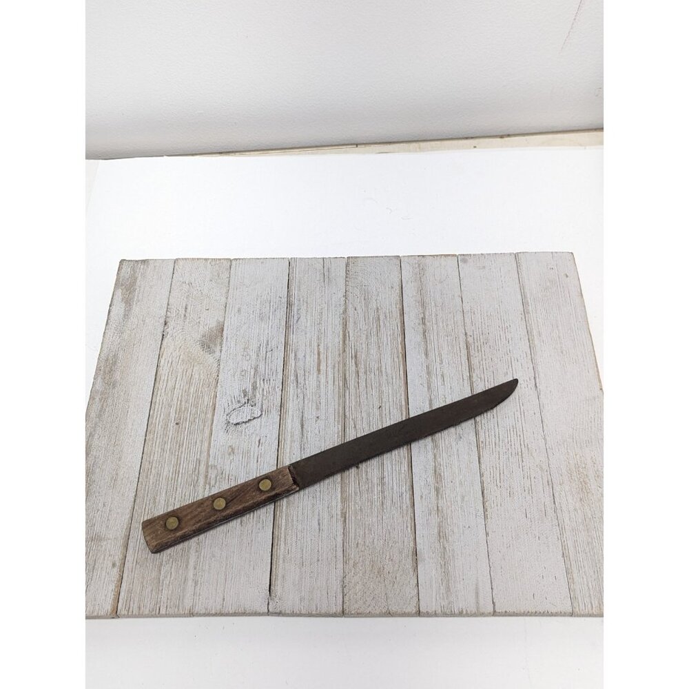 Vintage Carbon Steel Slicing Carving Knife 7-1/2" Blade - 12" Length Serrated